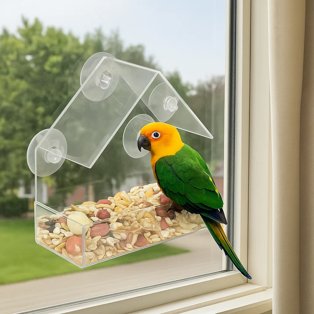 Acrylic Window Bird Feeder with Suction Cup