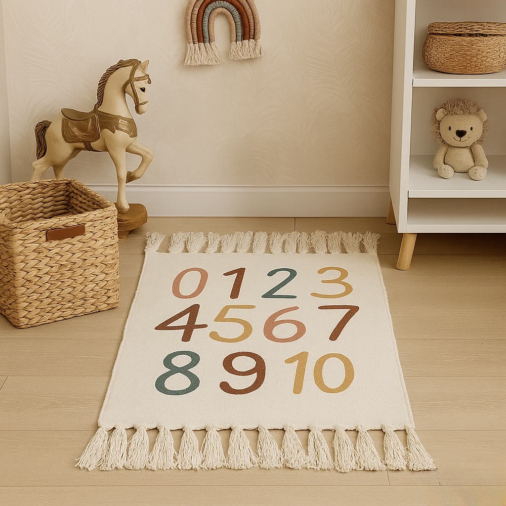 73% off on 60 x 90cm Numeric Rug with Tassels | OneDayOnly