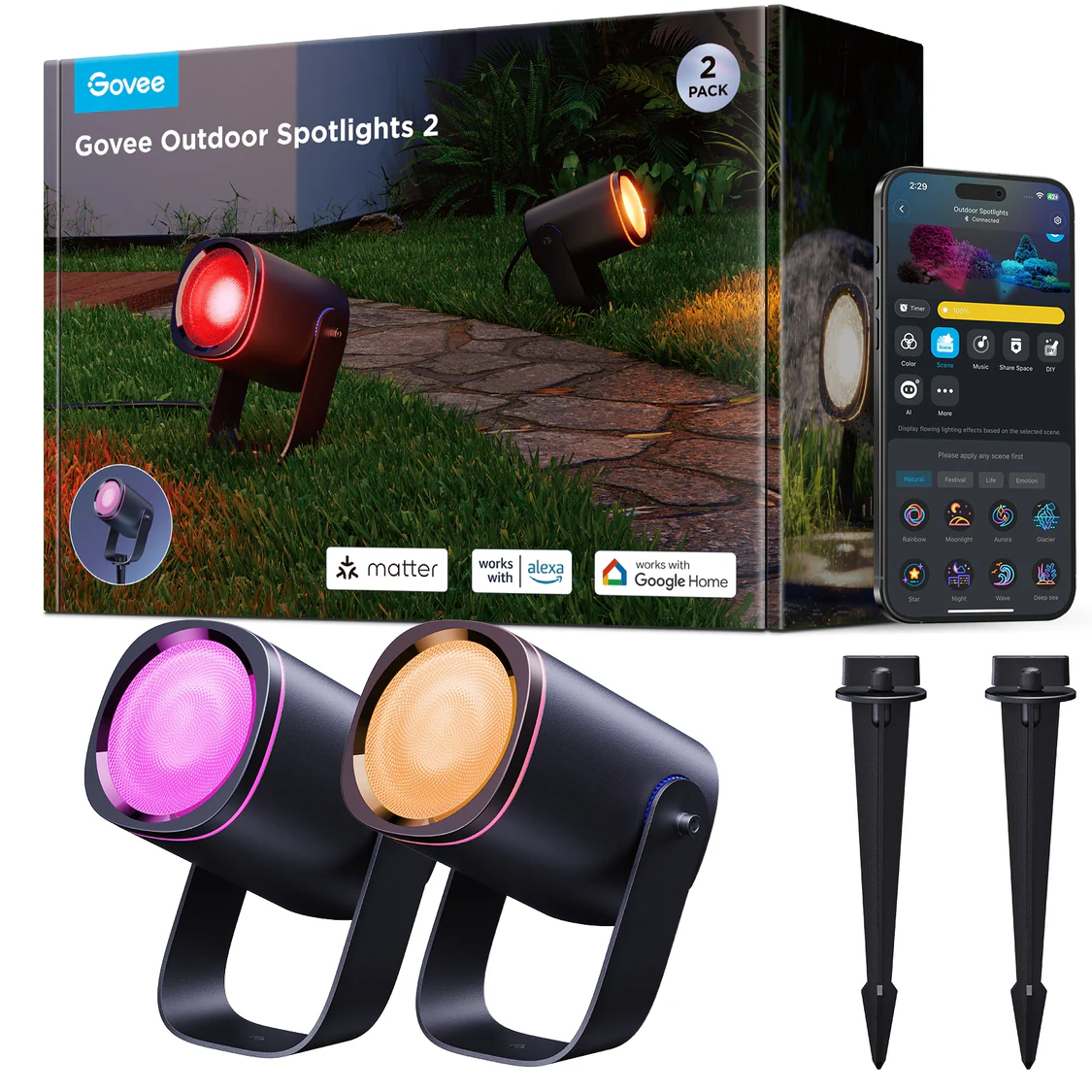 RGBICWW Outdoor Spotlights