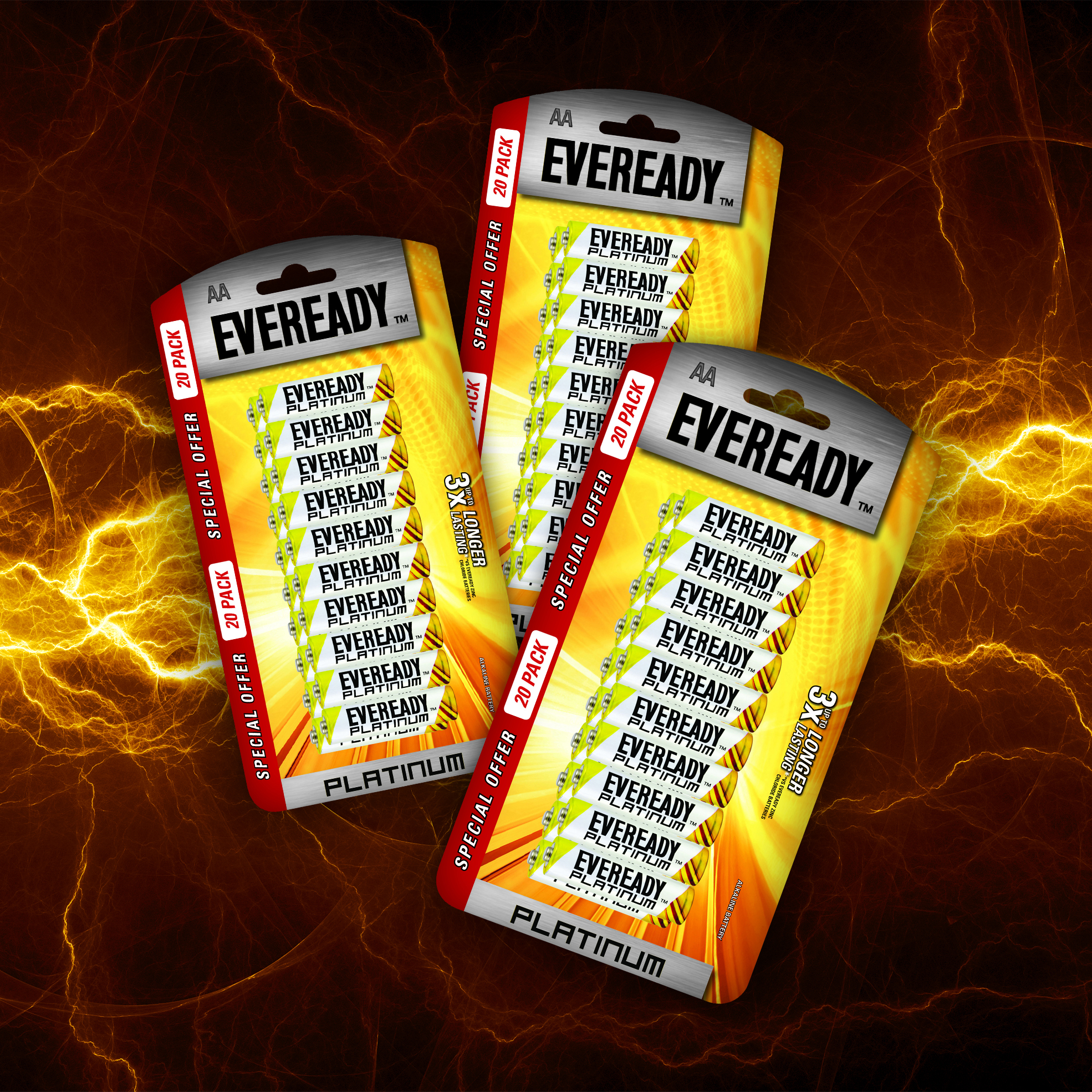 3x 20's AA Platinum Alkaline Batteries