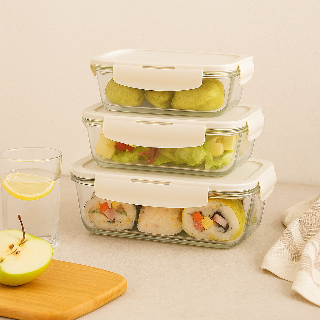 3-Piece Airtight Glass Lunchbox Set