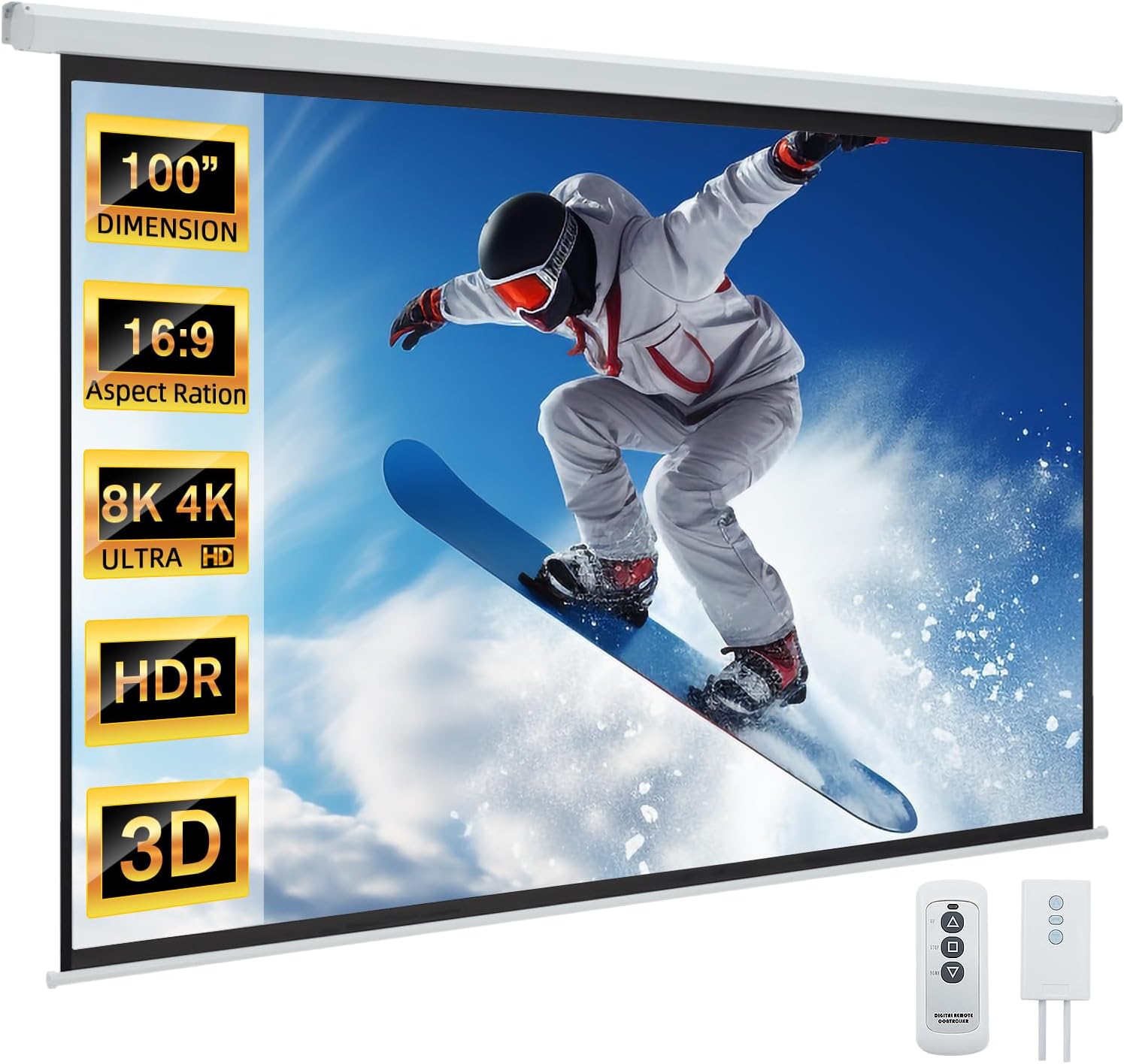 Full HD Electric Projector Screen with Remote