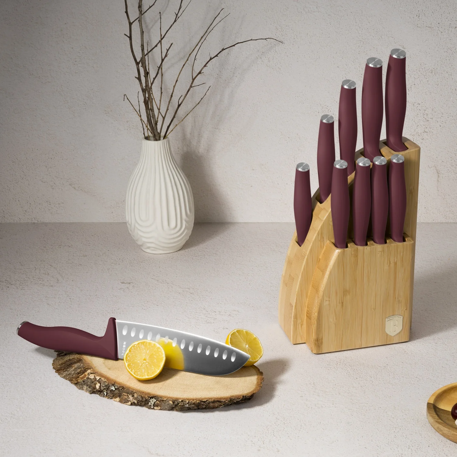 10-Piece Stainless Steel Knife Set With Bamboo Stand