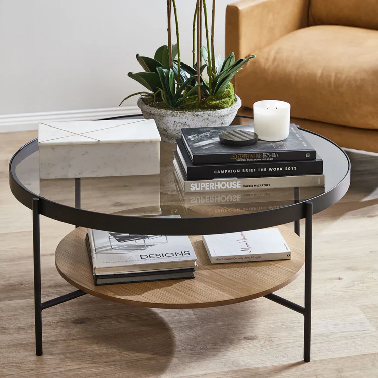 Velour 2-Tier Round Coffee Table
