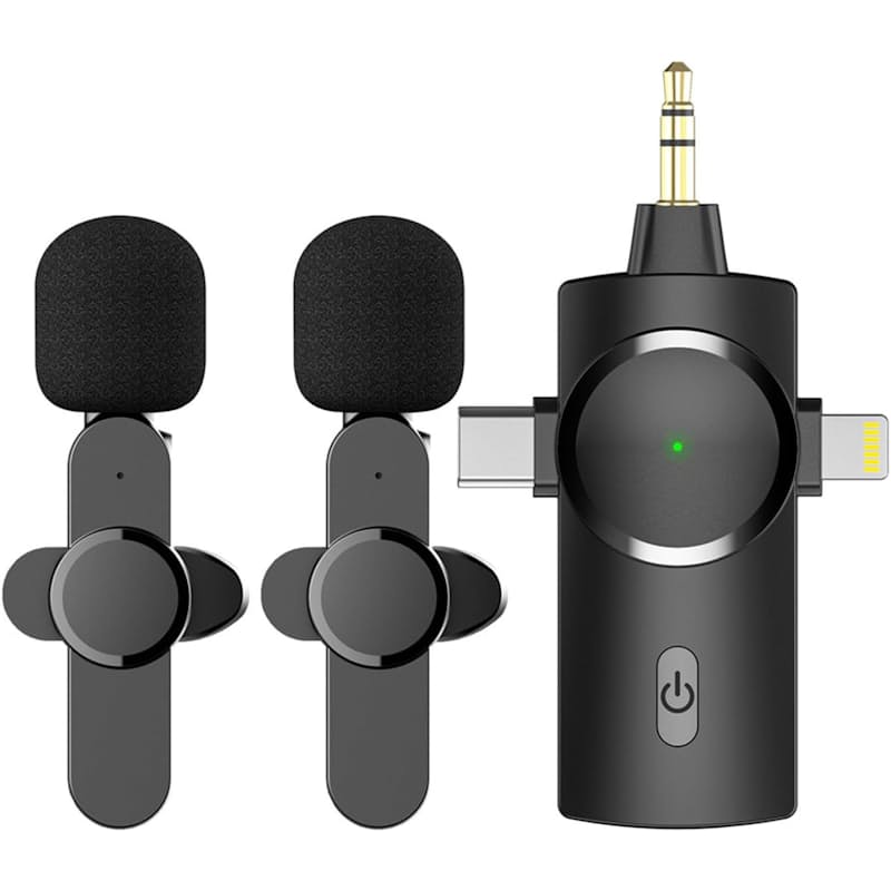 3-in-1 Wireless Lavalier Microphones with Receiver 3-in-1 Wireless Lavalier Microphones with Receiver
