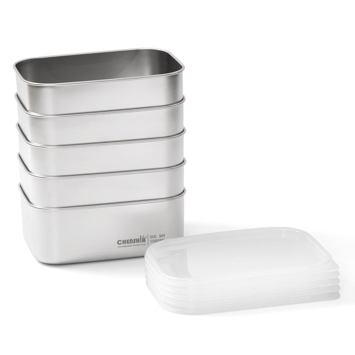 5x Stainless Steel Food Containers