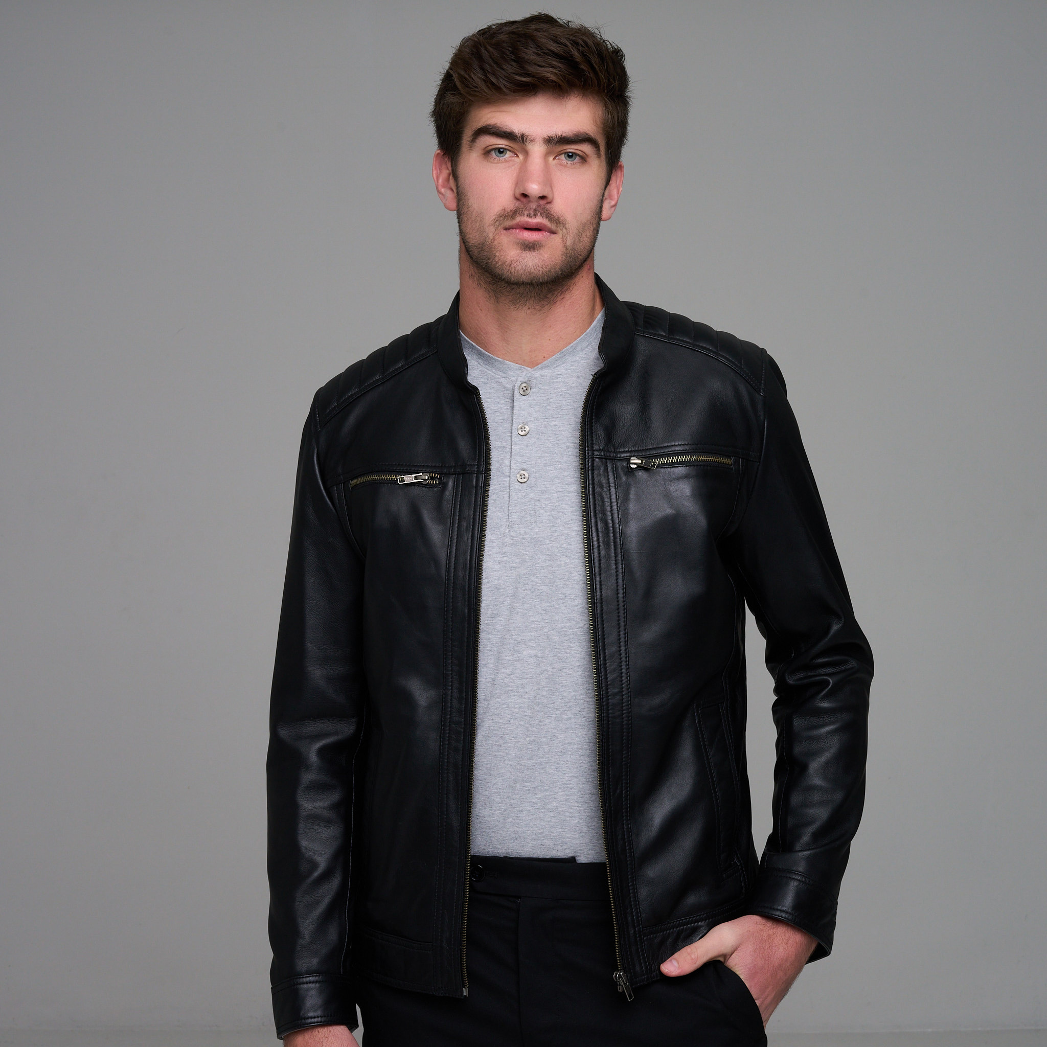 Men's Genuine Leather Nube Slim Fit Leather Jacket
