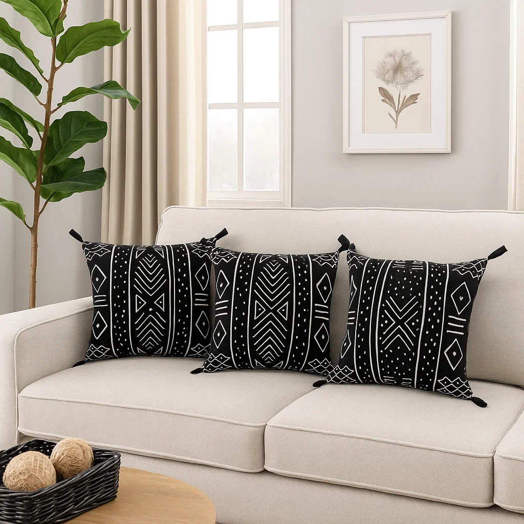 3x Velvet Cushions with Filling