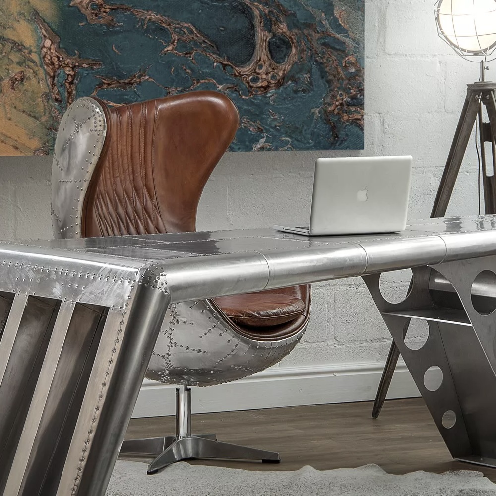 Aluminium Desk and Egg Chair