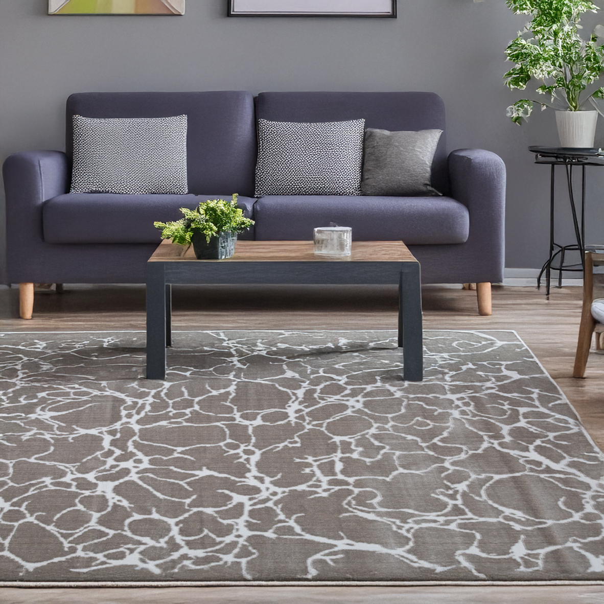 Darius Grey River Abstract Rug