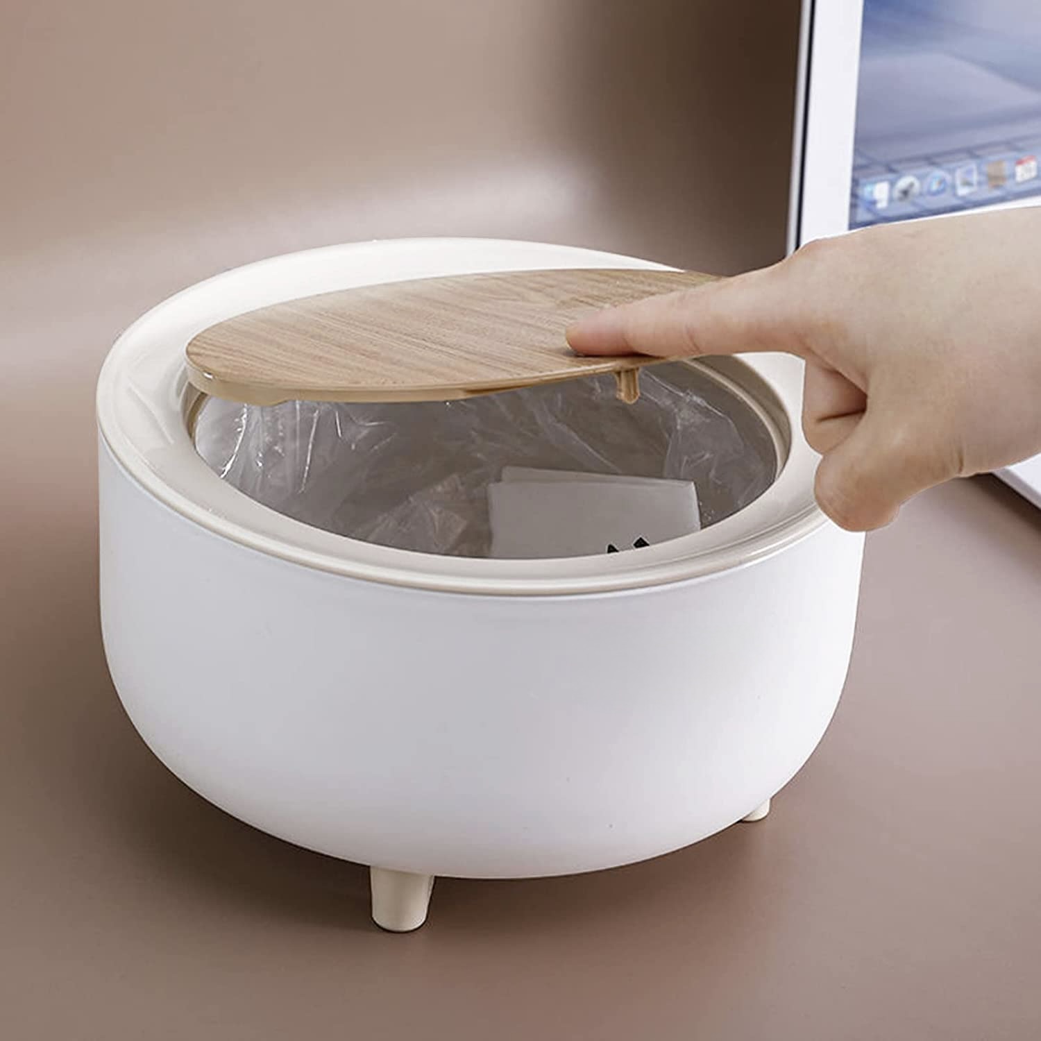 2L Push-Top Waste Bin with Elevated Base