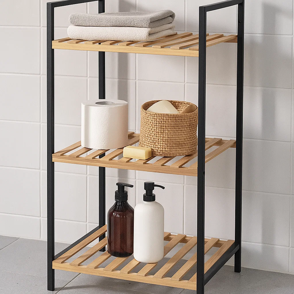 57% off on 3-Tier Natural Bamboo Bathroom Rack | OneDayOnly