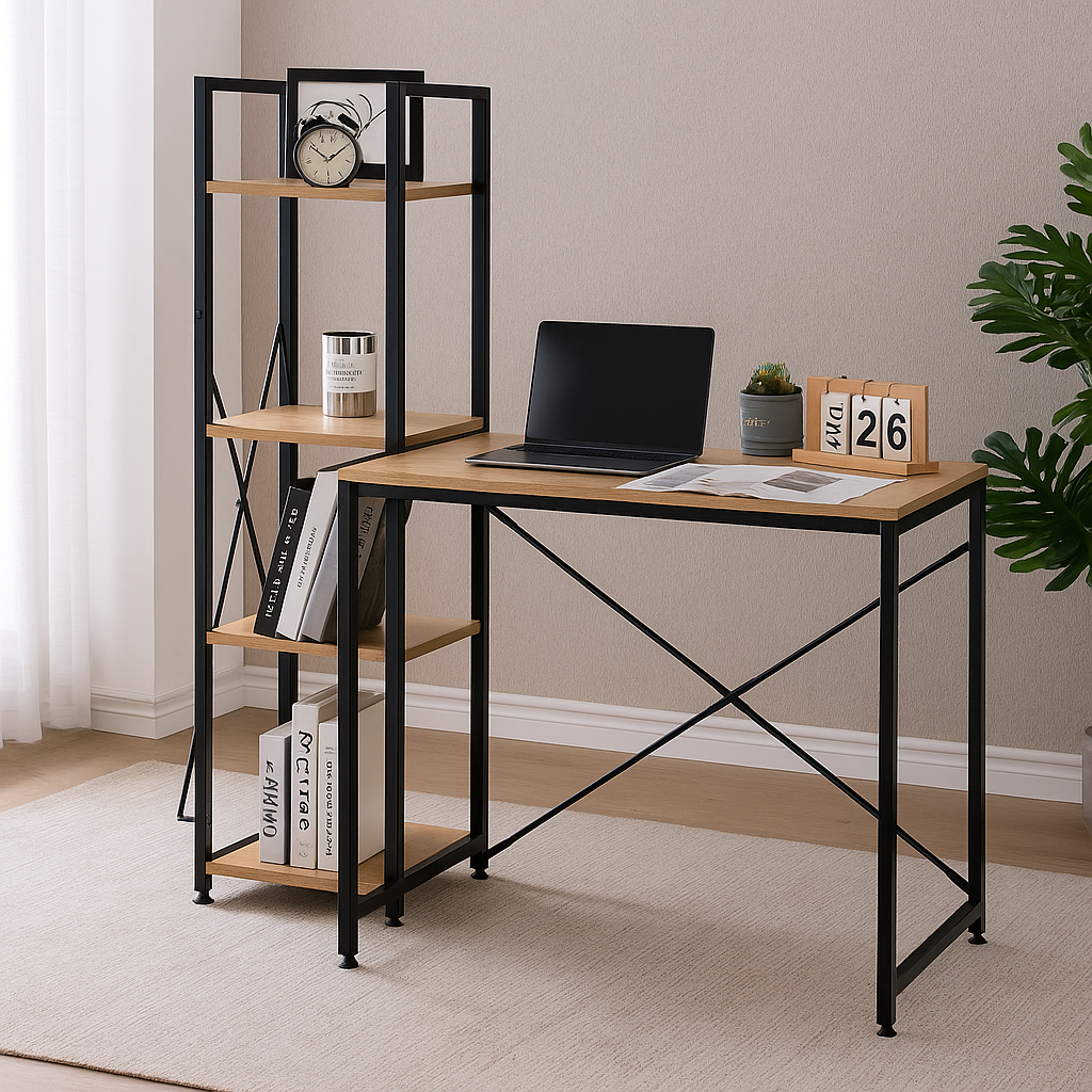 Clermont Workstation and Student Desk with 3 Shelves