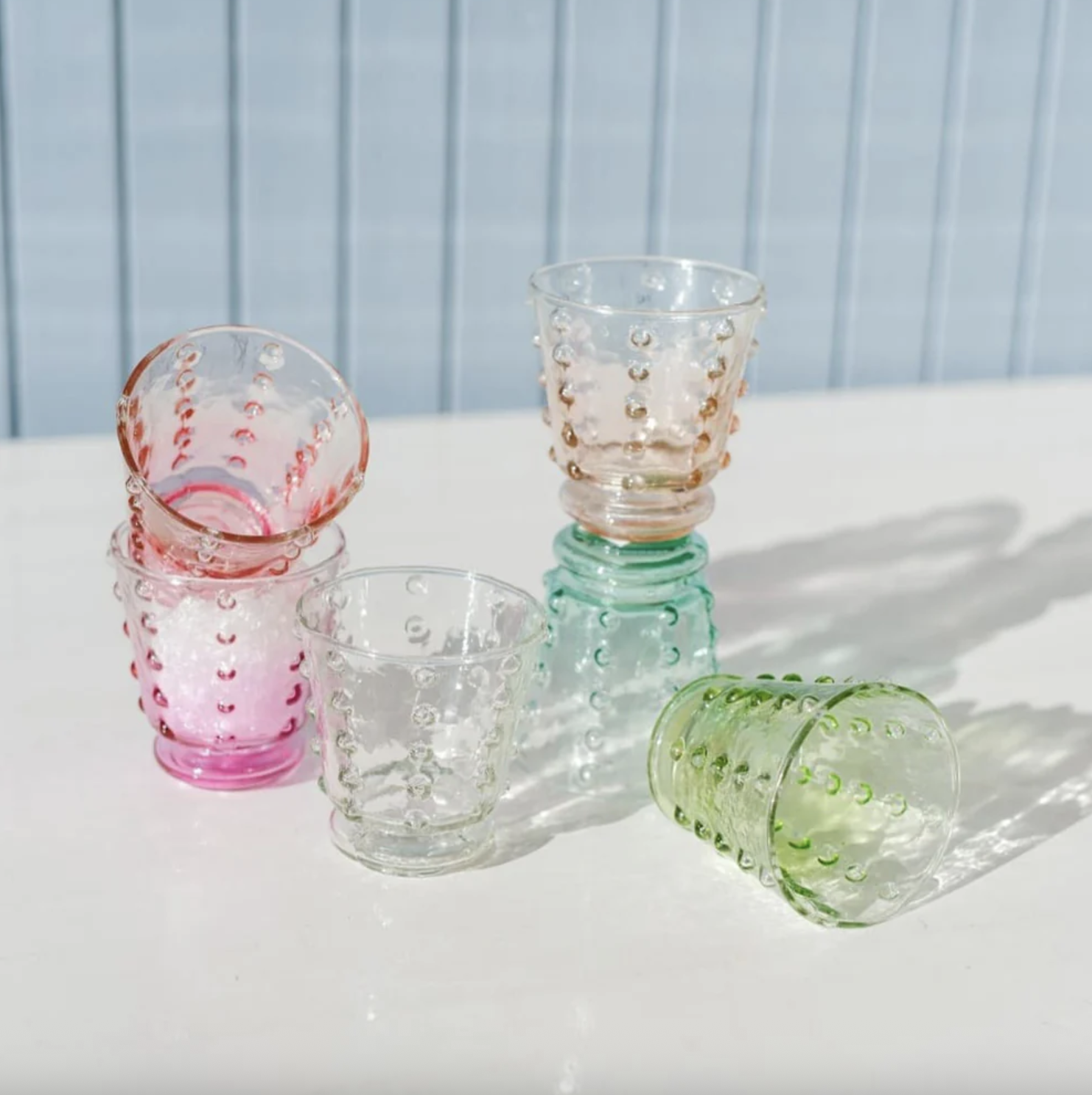 4x 200ml Short Bubble Glasses