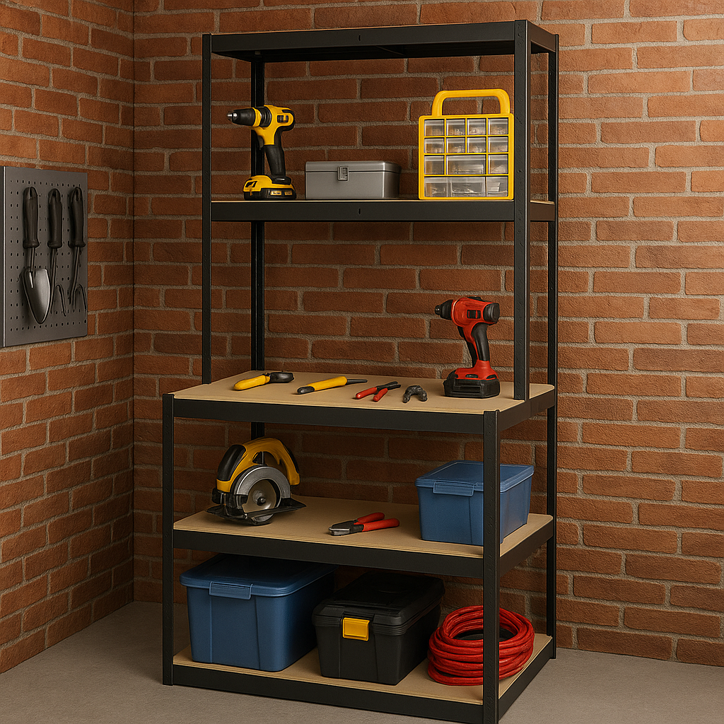 5-Tier Heavy Duty Metal Shelf Unit and Workbench