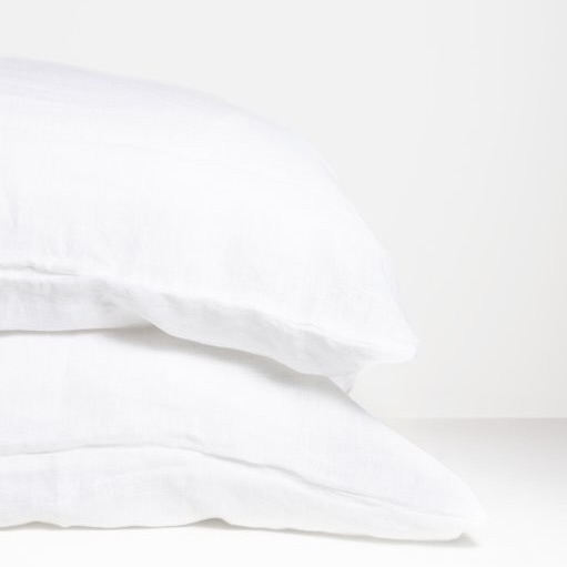2x 100% White Belgium Linen Pillow Cases