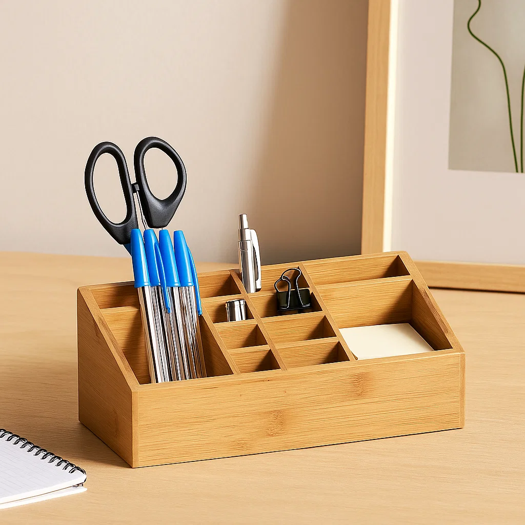 12-Compartment Bamboo Storage Organiser