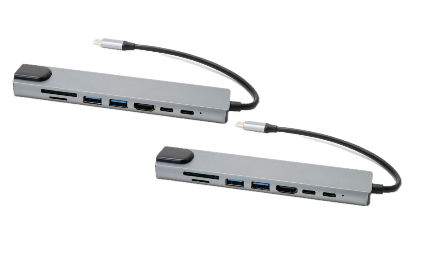 2x Type-C 8-in-1 USB Hub Adapters