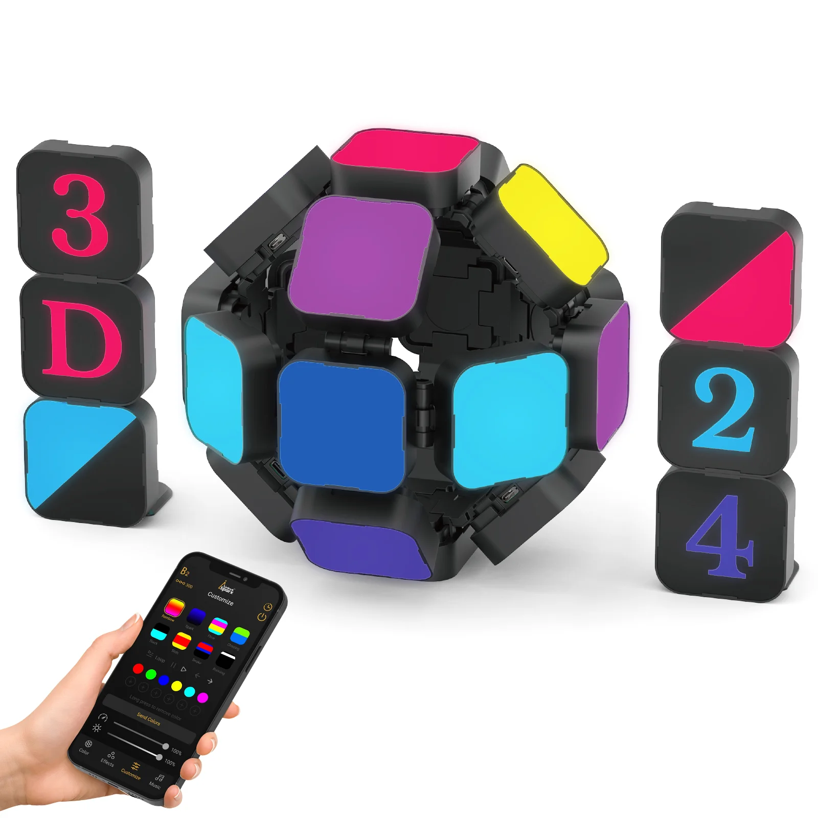 24-Piece 3D Box Kit Smart LED RGB Square Lights with Letter Slides