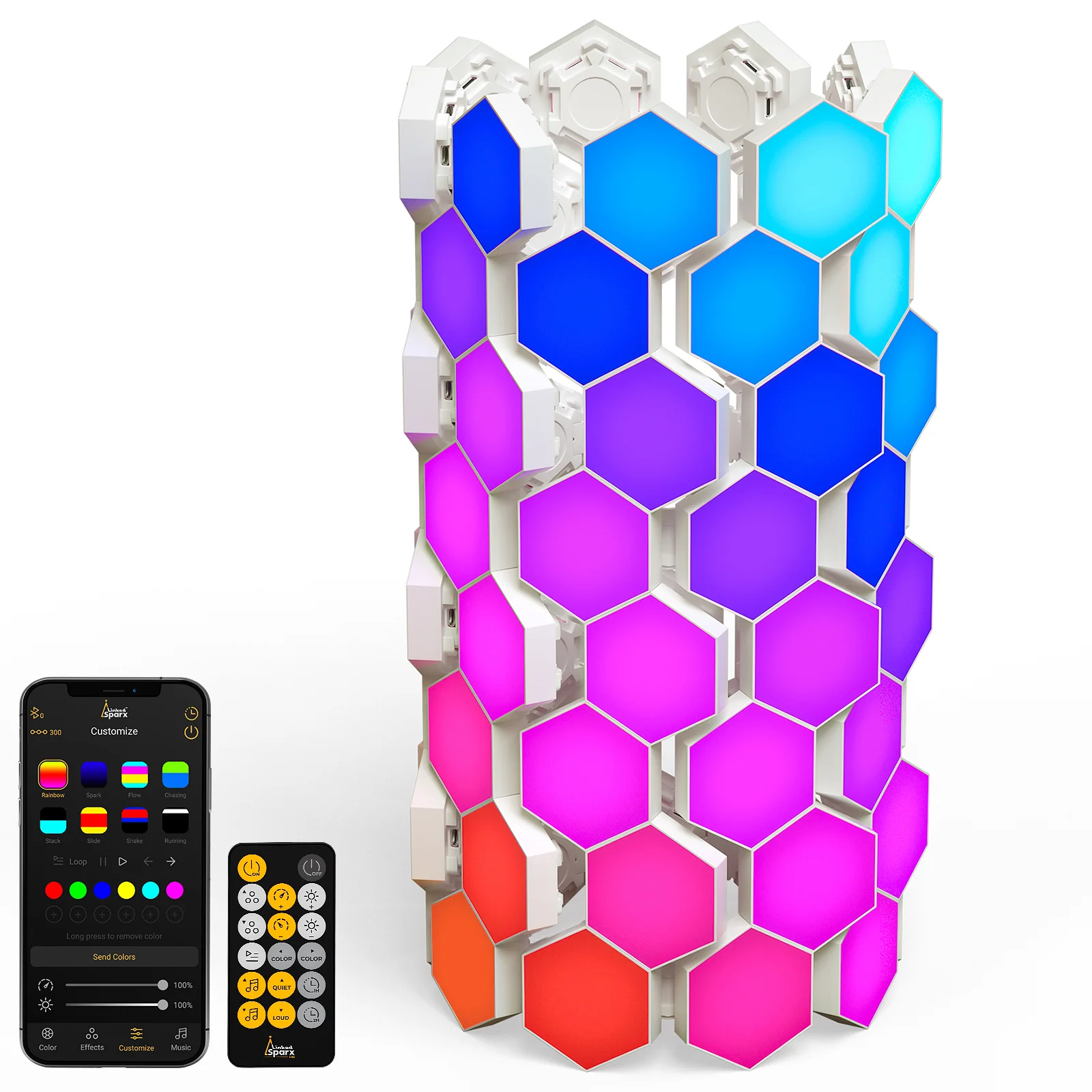 72-Piece Ultimate Kit Smart LED RGB Hexagon Lights White