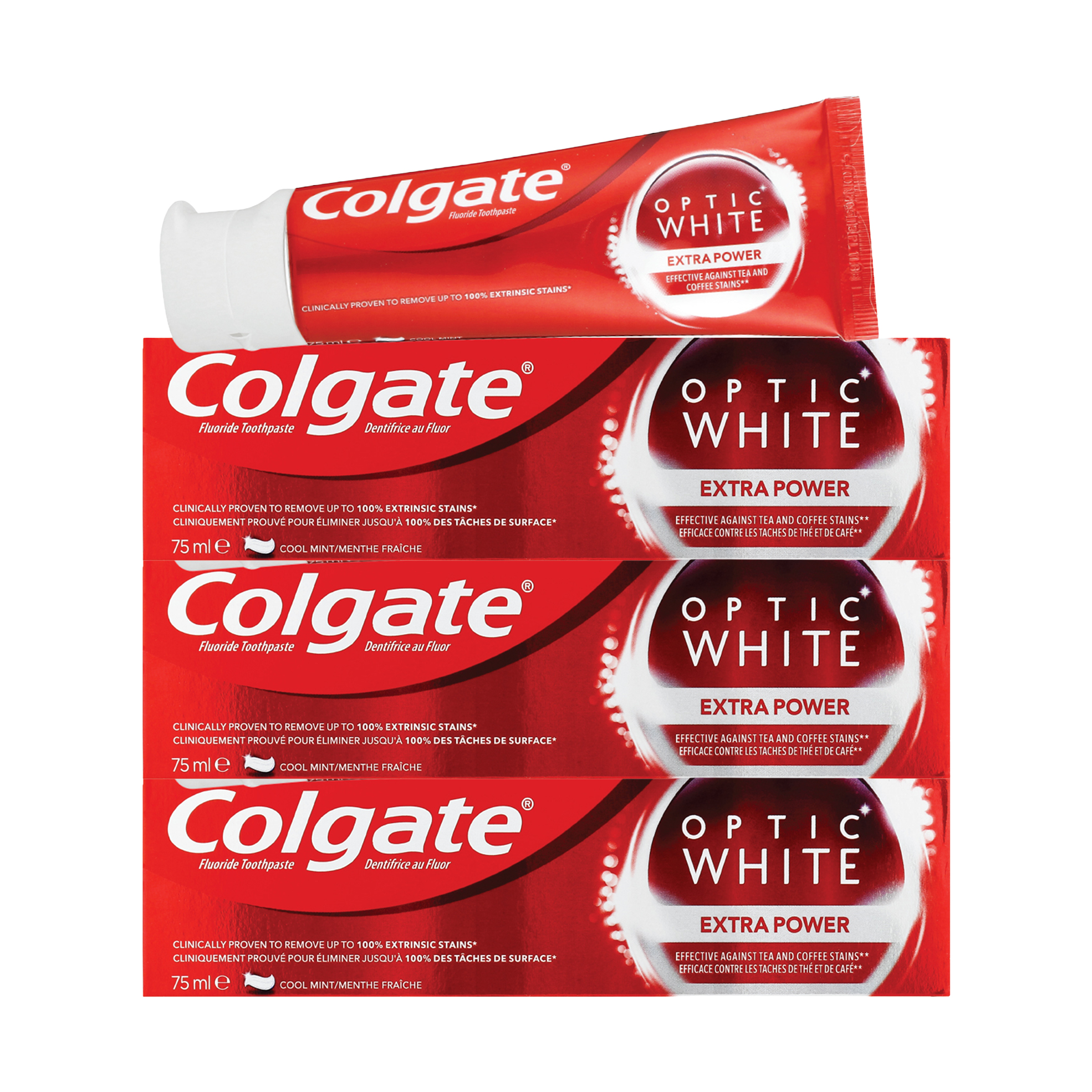 3x 75ml Optic White Whitening Toothpastes