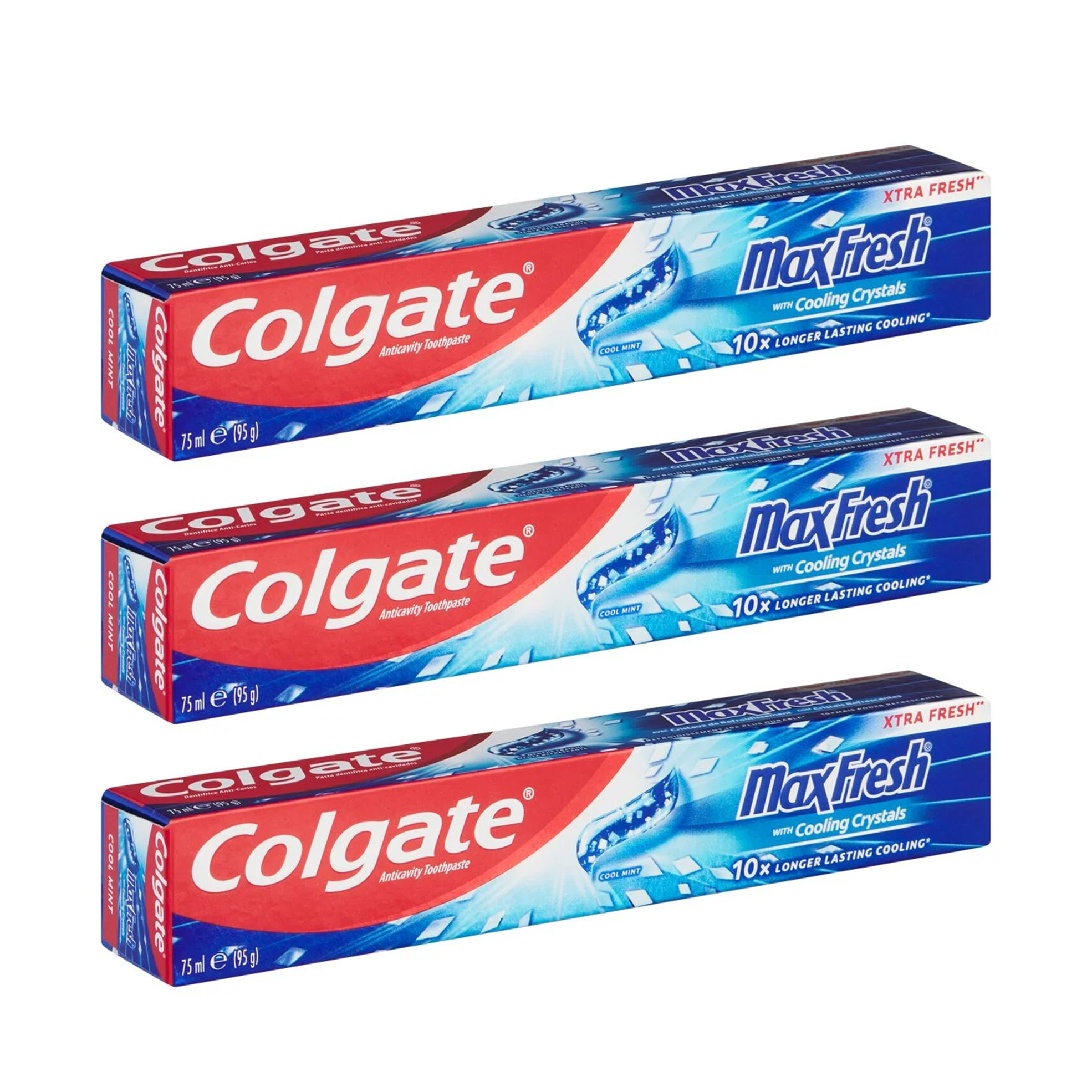 3x 75ml Max Fresh Gel Toothpastes