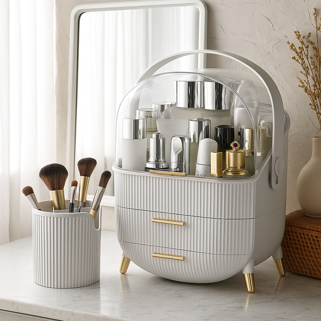 Makeup Organiser Storage Box with Makeup Brush Holder