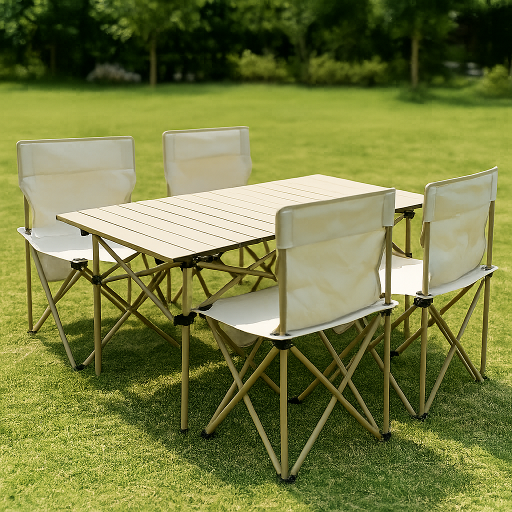 5-Piece Foldable Outdoor Table and Chair Set with Storage Bag