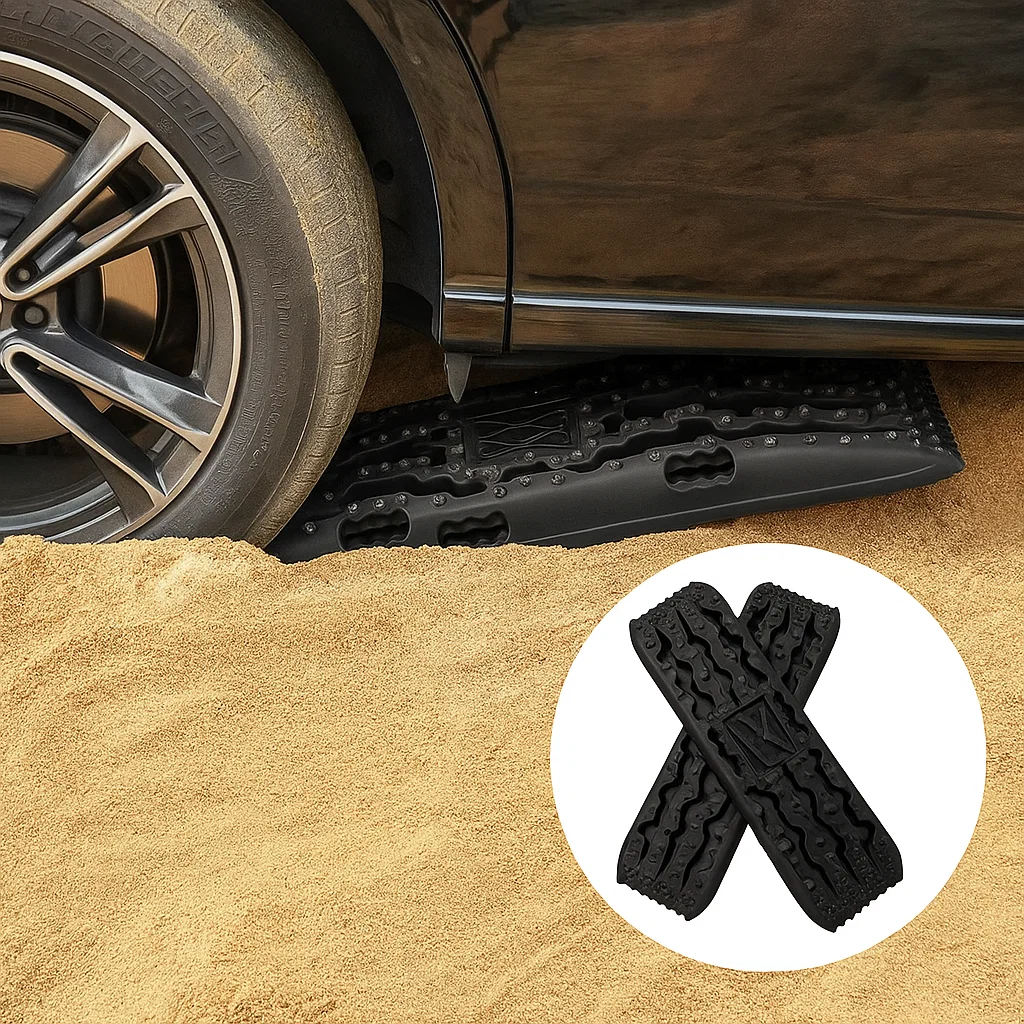 2x Recovery Traction Sand/Mud Tracks with Jack Bases