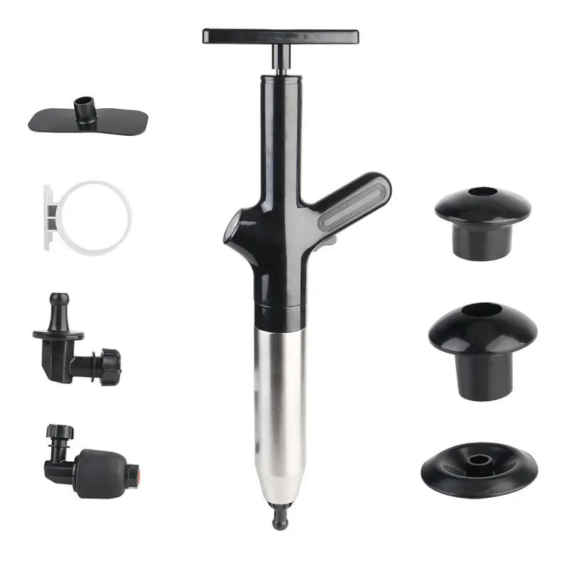 High-Pressure Drain Plunger with Interchangeable Heads