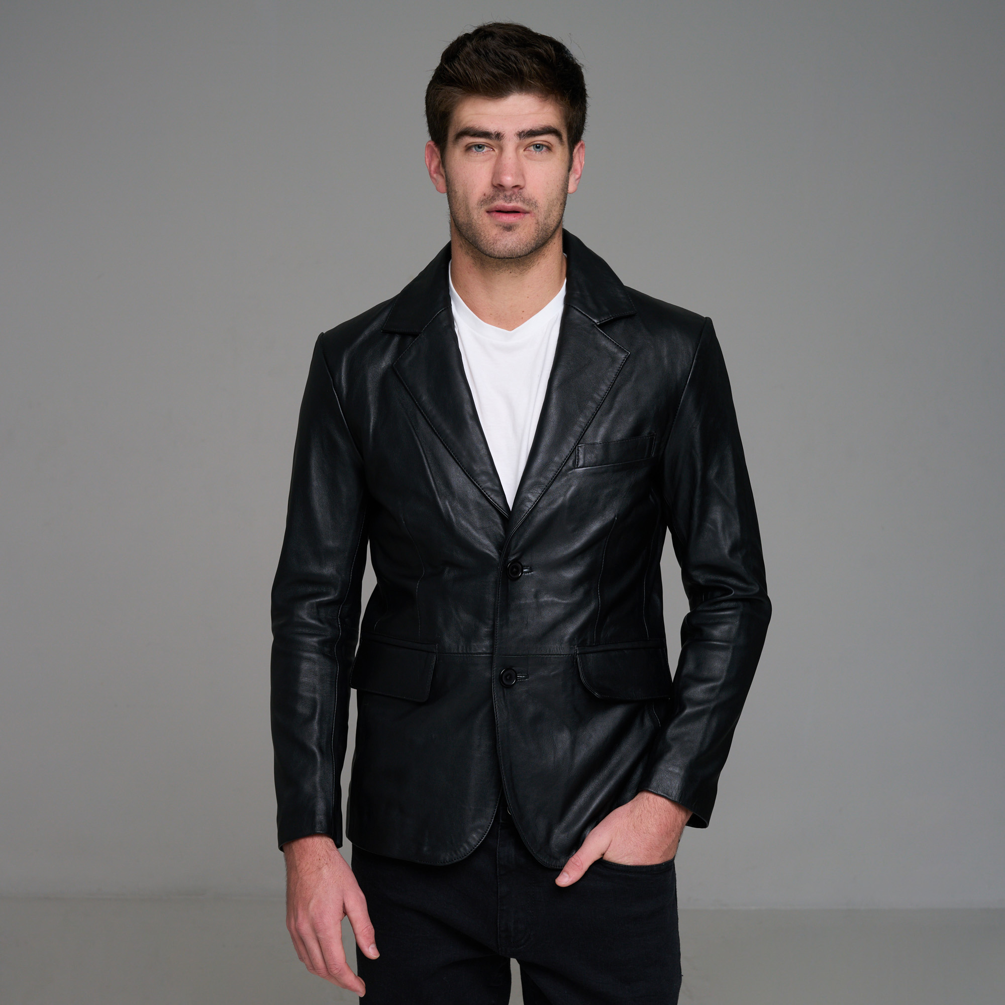 Men's Genuine Leather Modern Blazer