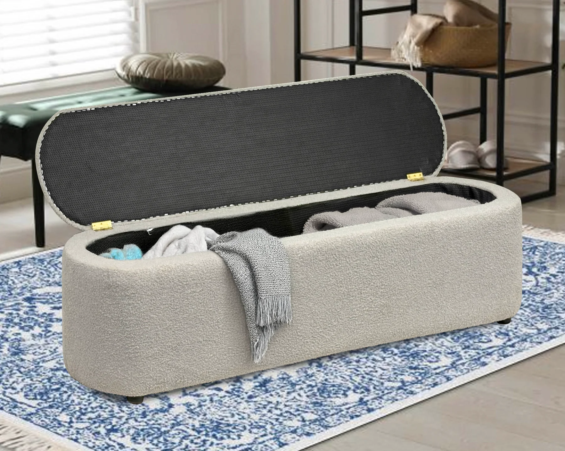 41% off on Cloudaire Boucle Storage Ottoman | OneDayOnly