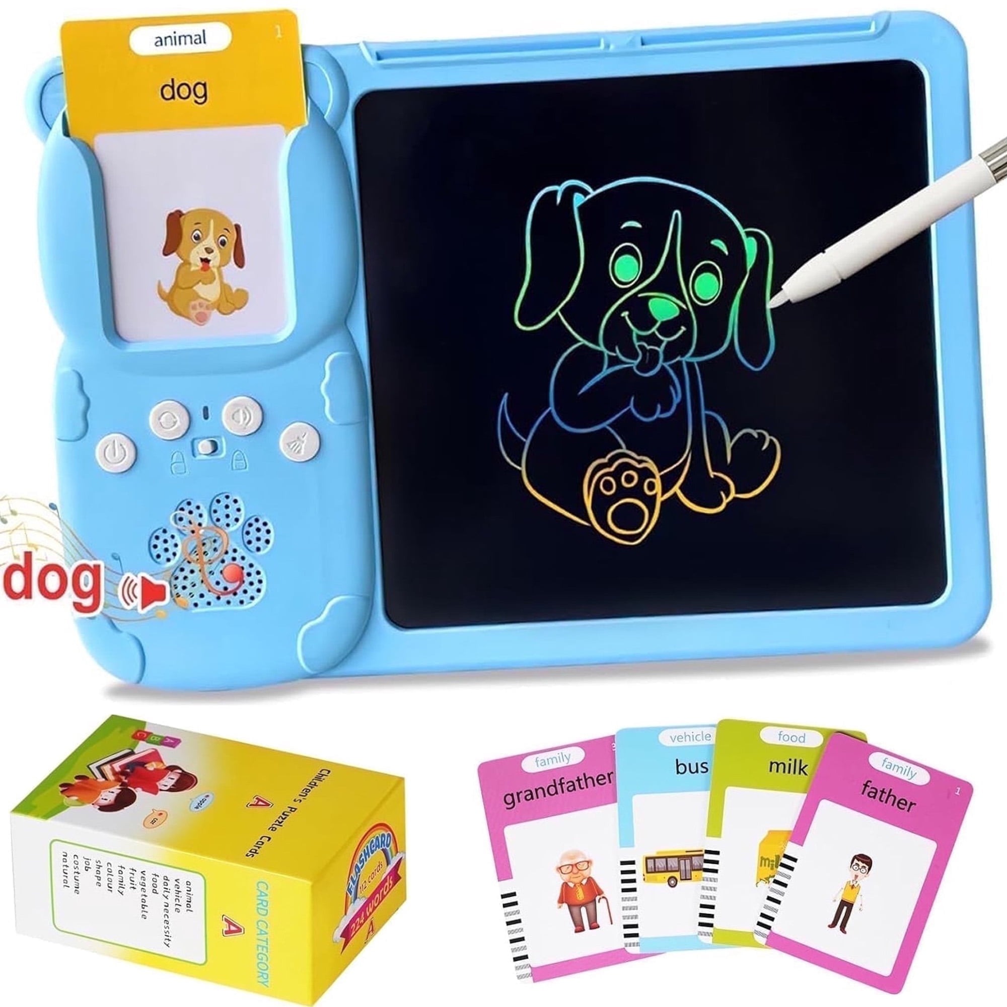 2-in-1 Talking Flash Cards with LCD Writing Tablet