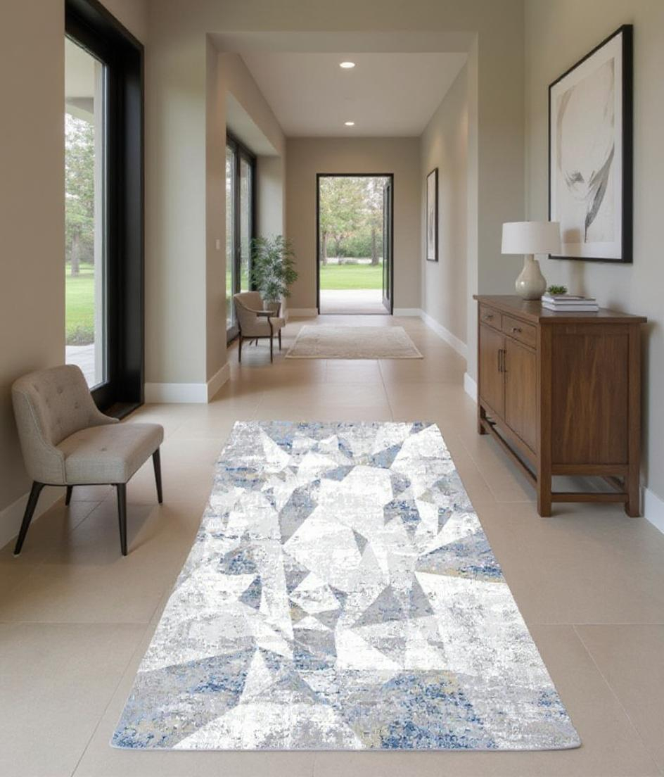 Triangle Distressed Blue Runner