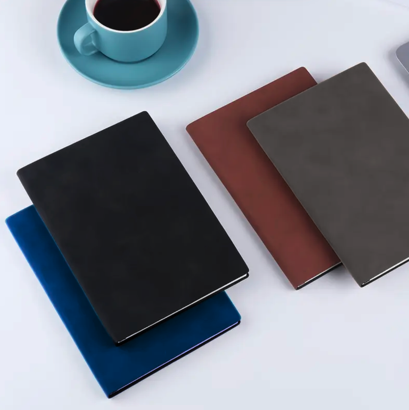 4x Premium Faux Leather Notebooks