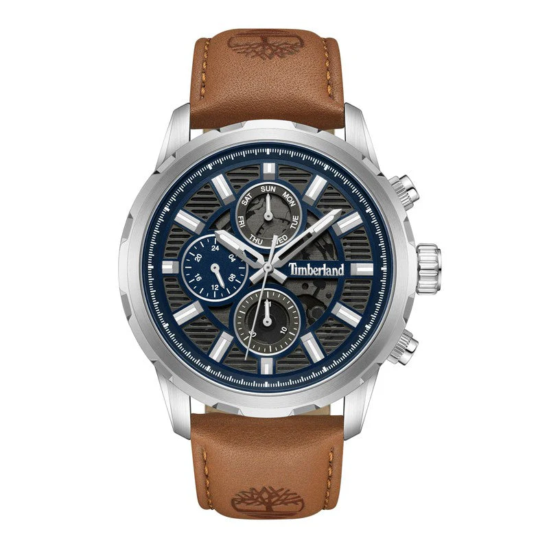 Men's Hampton Harbour Multi-Function Brown Leather Strap Watch