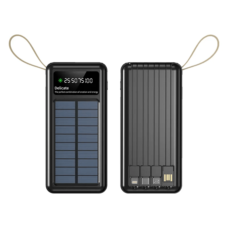 20000mAh Solar Power Bank with Built-In Cables