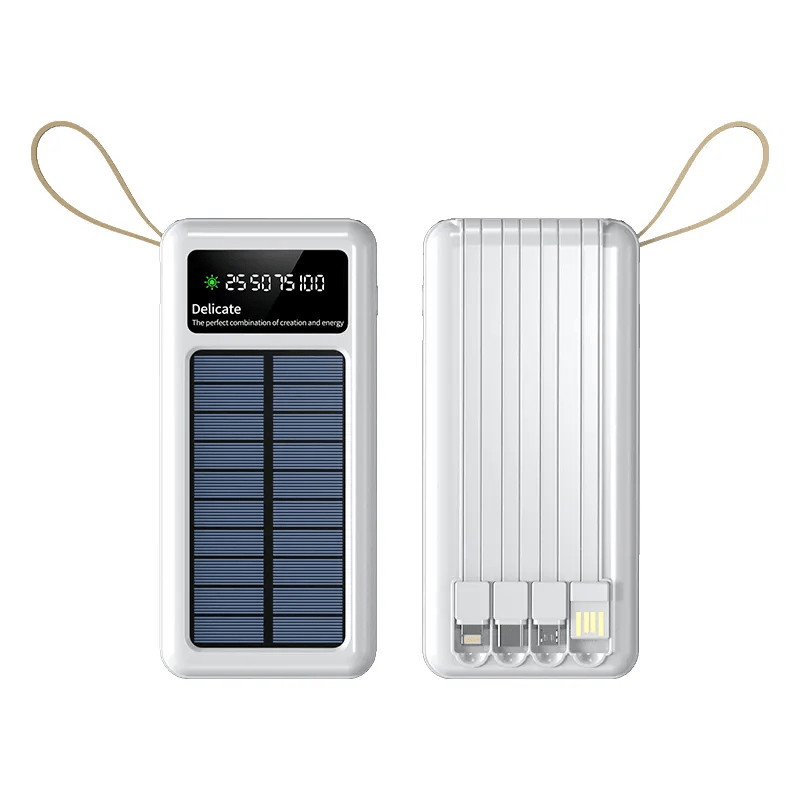 20000mAh Solar Power Bank with Built-In Cables