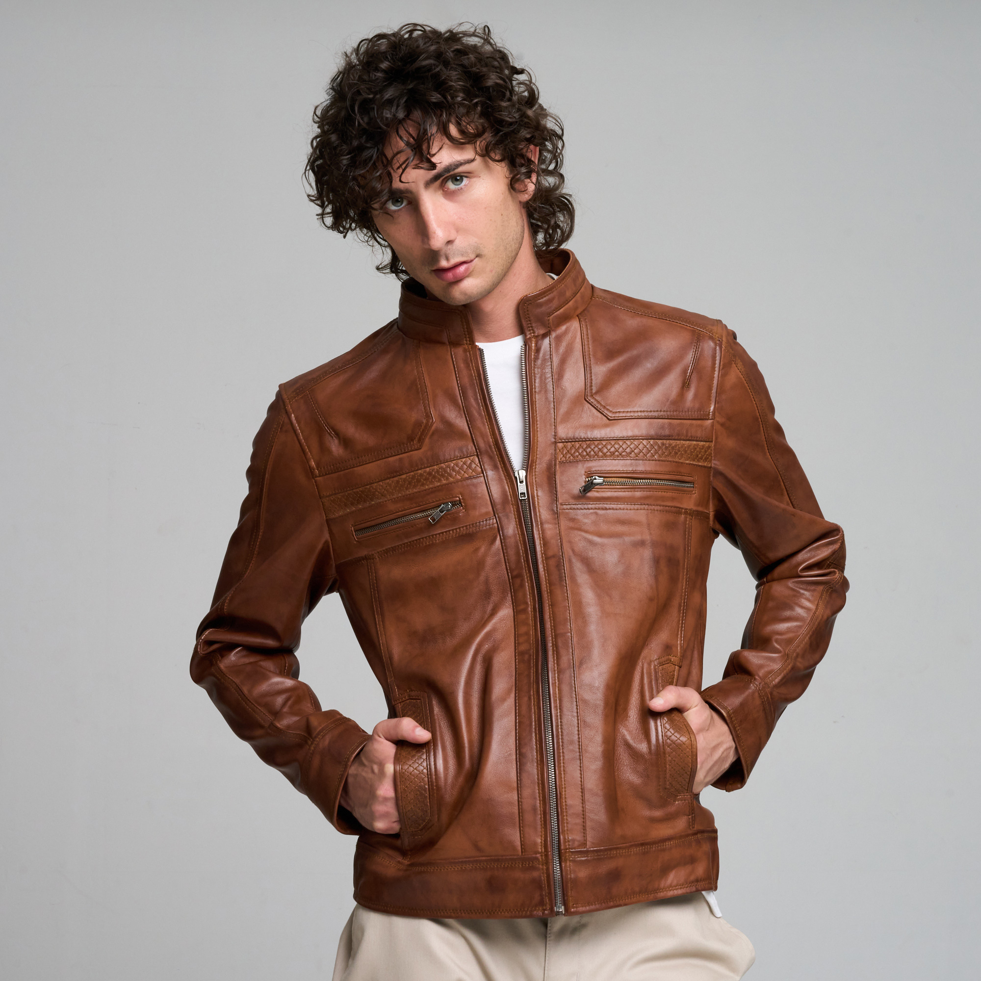 BOTT Stitched Leather Jacket 定価14万3千 CROPPED LEATHER JACKET - Brown | ZARA South Africa