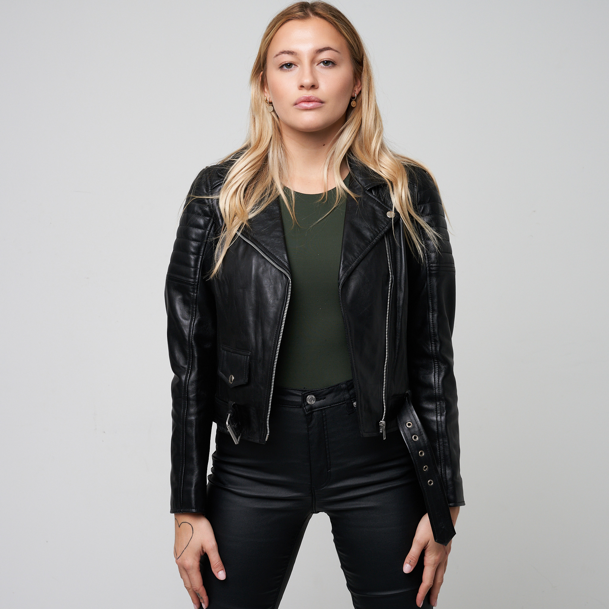 Black Cargo Biker Jacket - Ladies