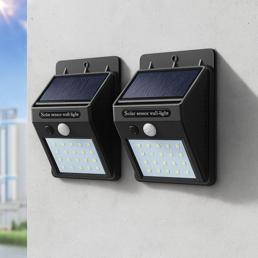 2x Solar Motion Sensor Outdoor Wall Lights