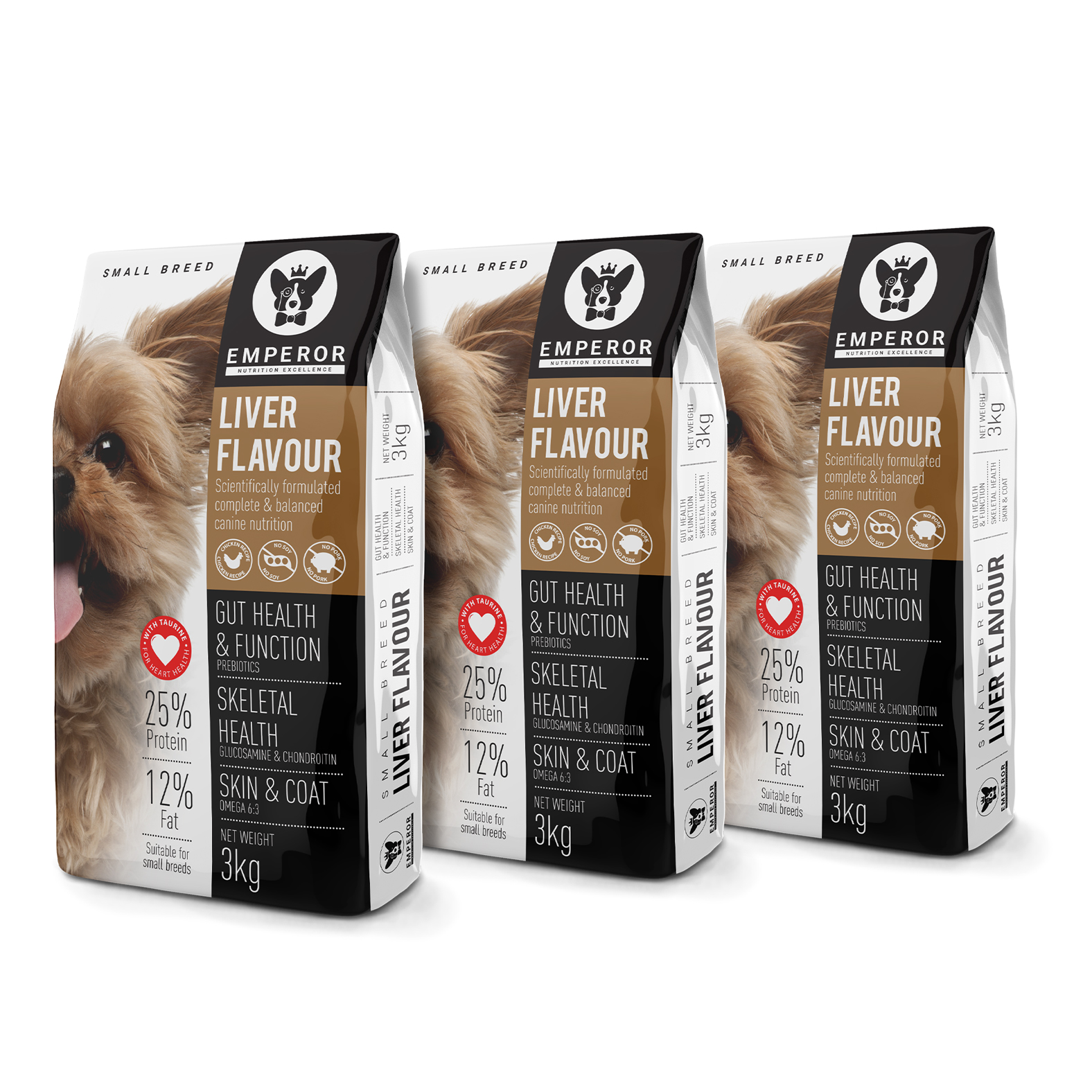 3x 3kg Liver Flavour Small Breed Adult Dog Foods