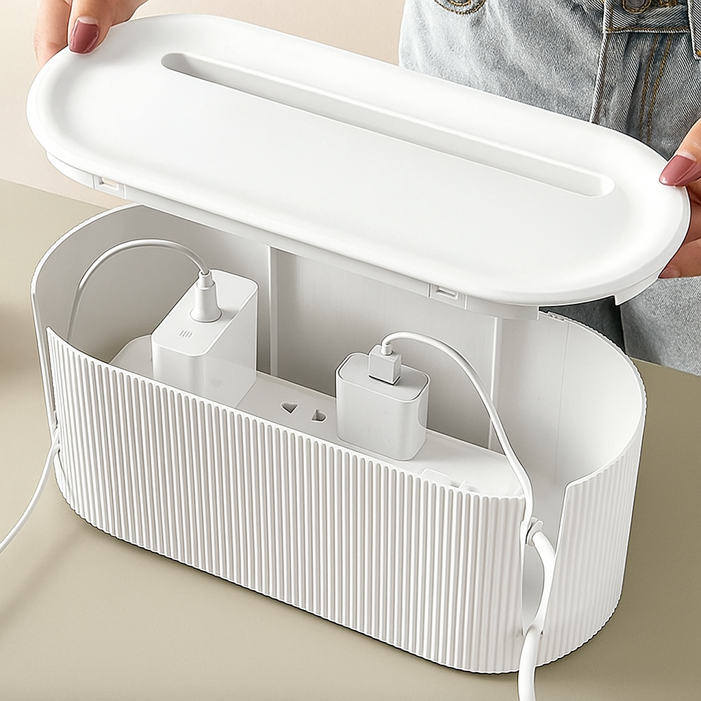 Ribbed Cable Management Storage Box
