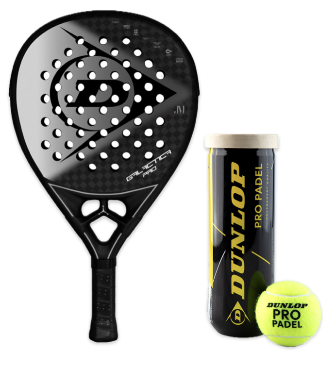 Galactica Pro 12K Carbon Padel Racket with Pro Padel Balls