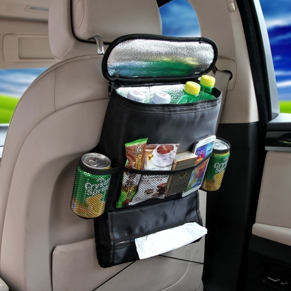 2x Insulated Car Backseat Organisers with Tissue Dispensers