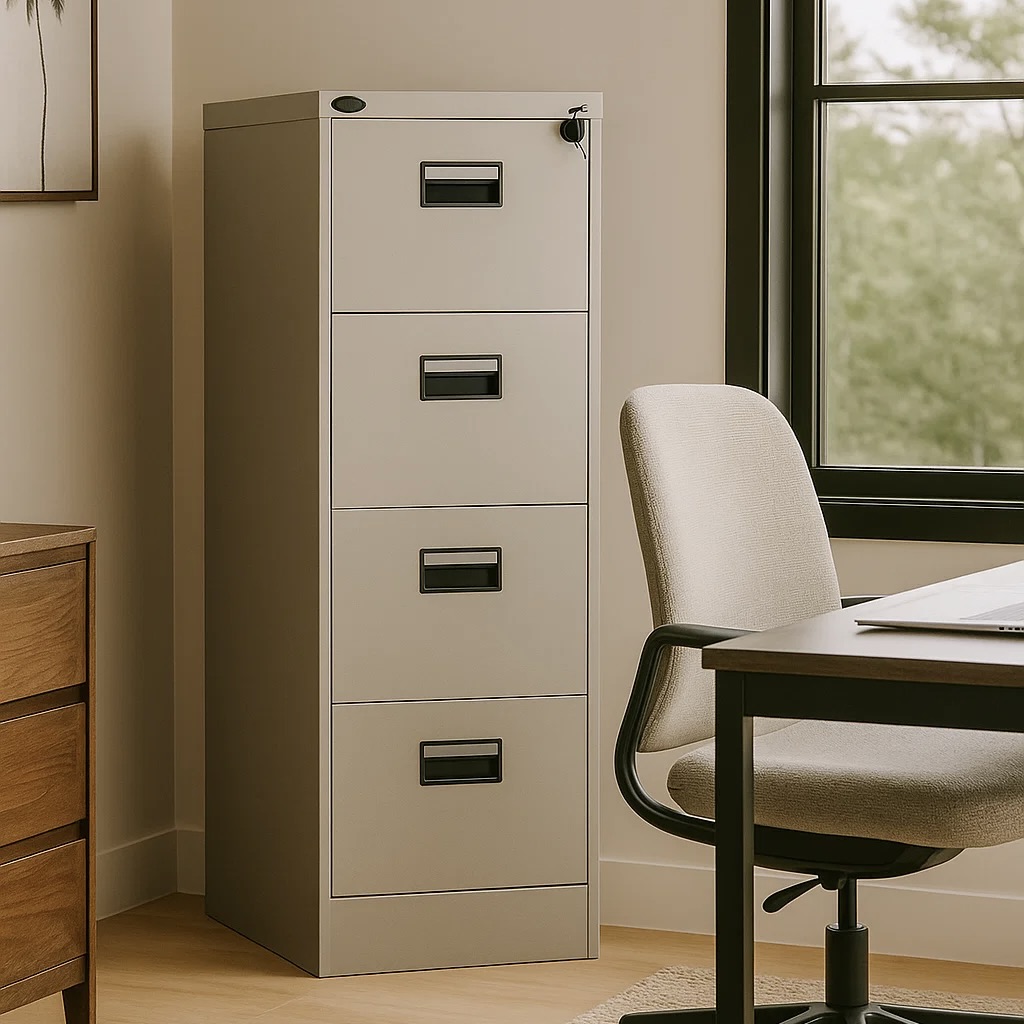4-Drawer Grey Steel Filing Cabinet