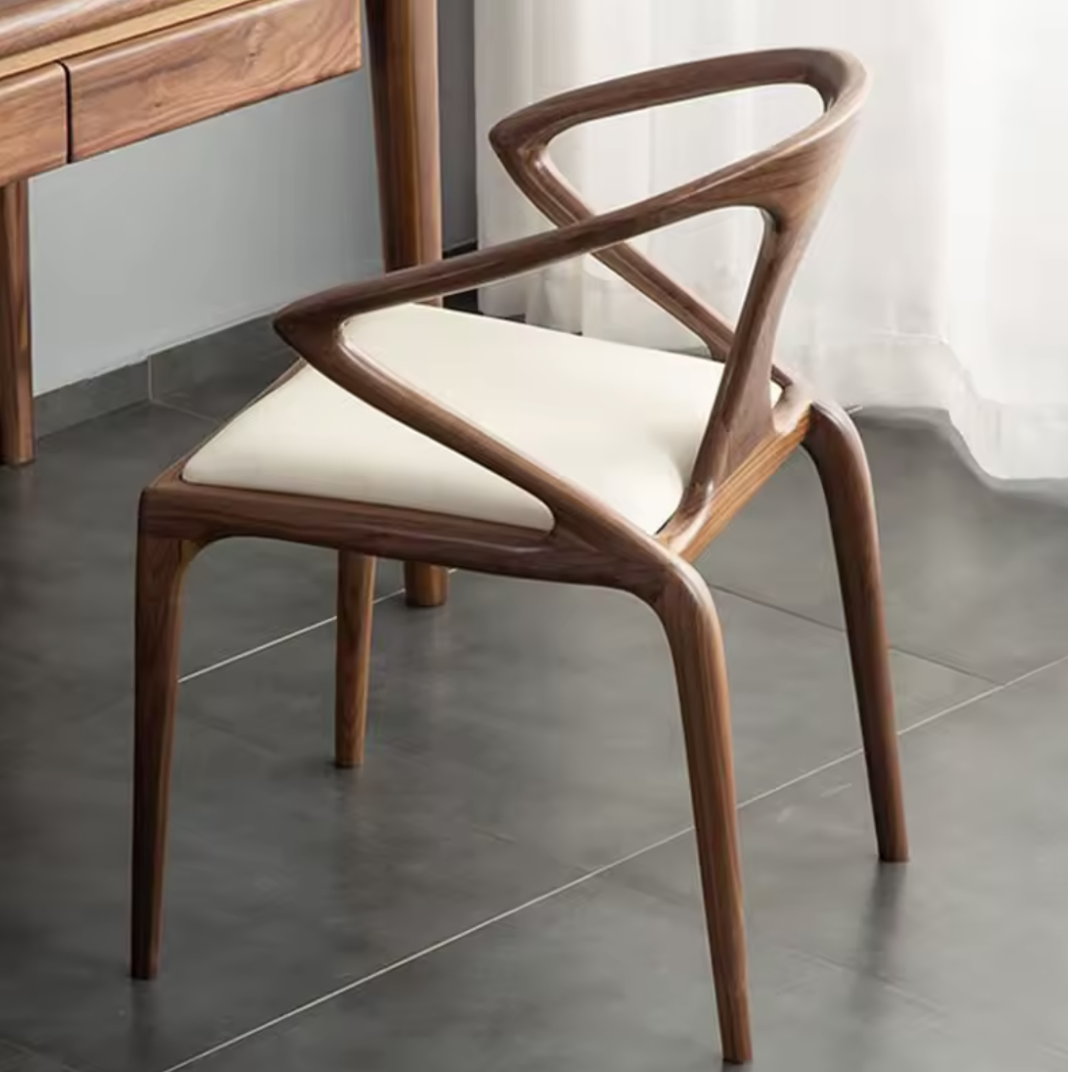 2x Modern Sturdy Wood Dining Chairs