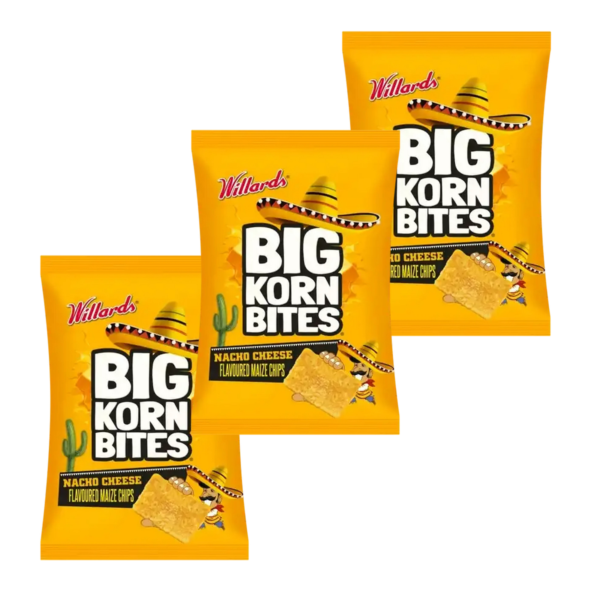 3x 50g Big Korn Bites Maize Snacks