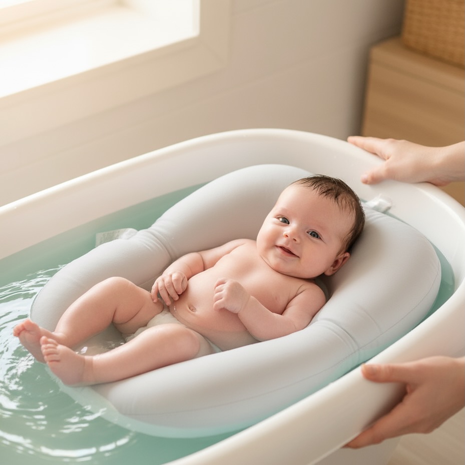 Grey Microbead Floating Baby Bath Cushion