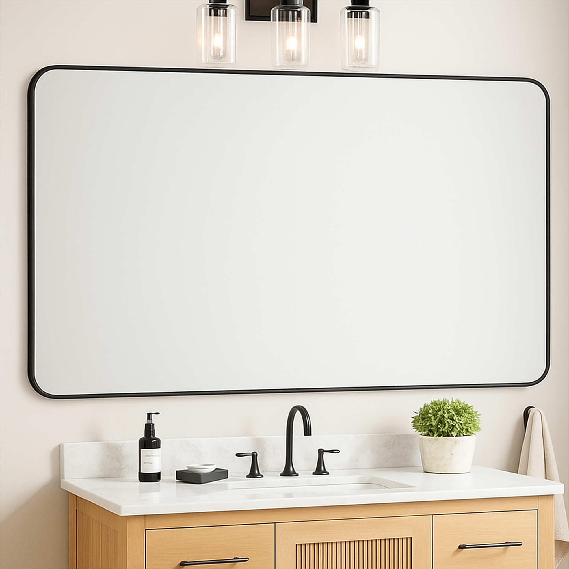 Black Framed Vanity Mirror